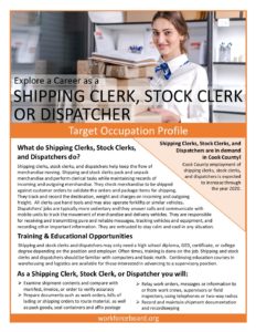 Shipping Clerk, Stock Clerk, or Dispatcher