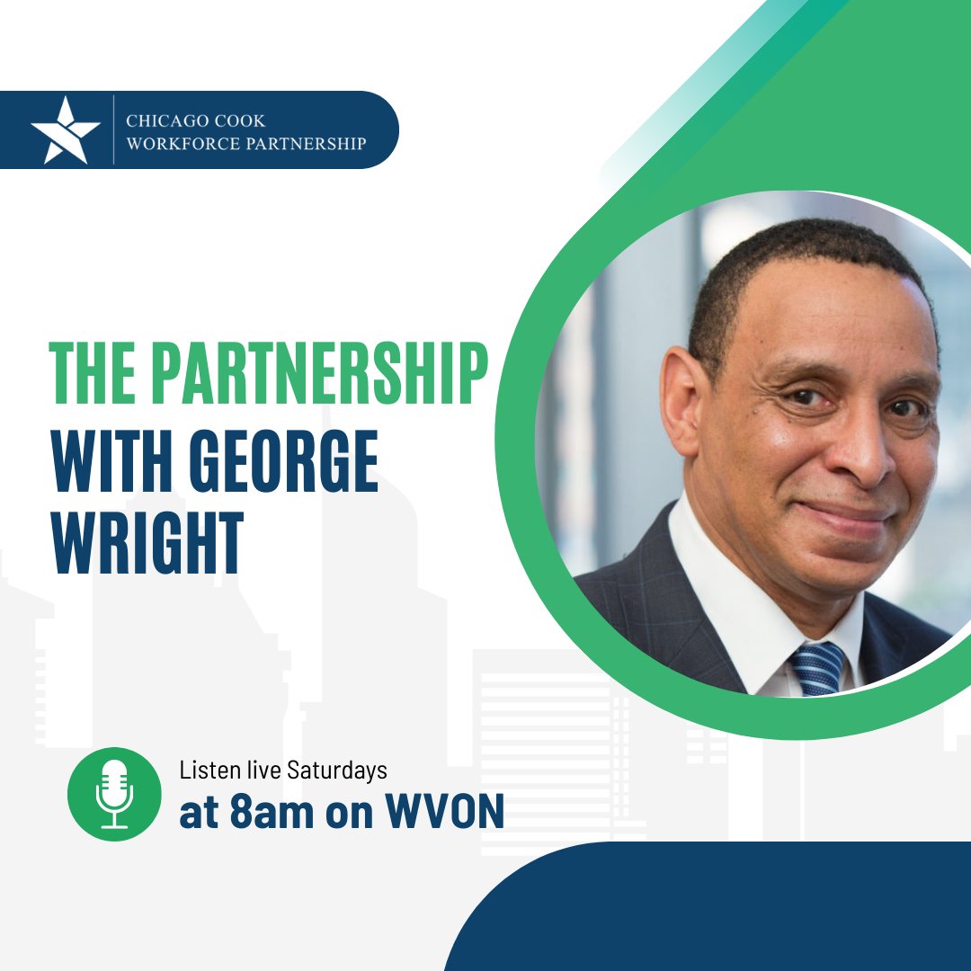Graphic with headshot of George Wright. Text: The Partnership With George Wright. Listen live Saturdays at WVON.