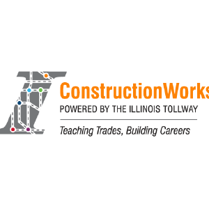 ConstructionWorks logo. Powered by the Illinois Tollway. Teaching Trades. Building Careers.