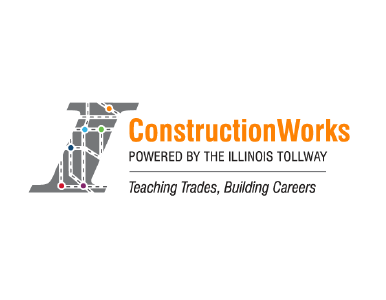 ConstructionWorks logo. Powered by the Illinois Tollway. Teaching Trades. Building Careers.
