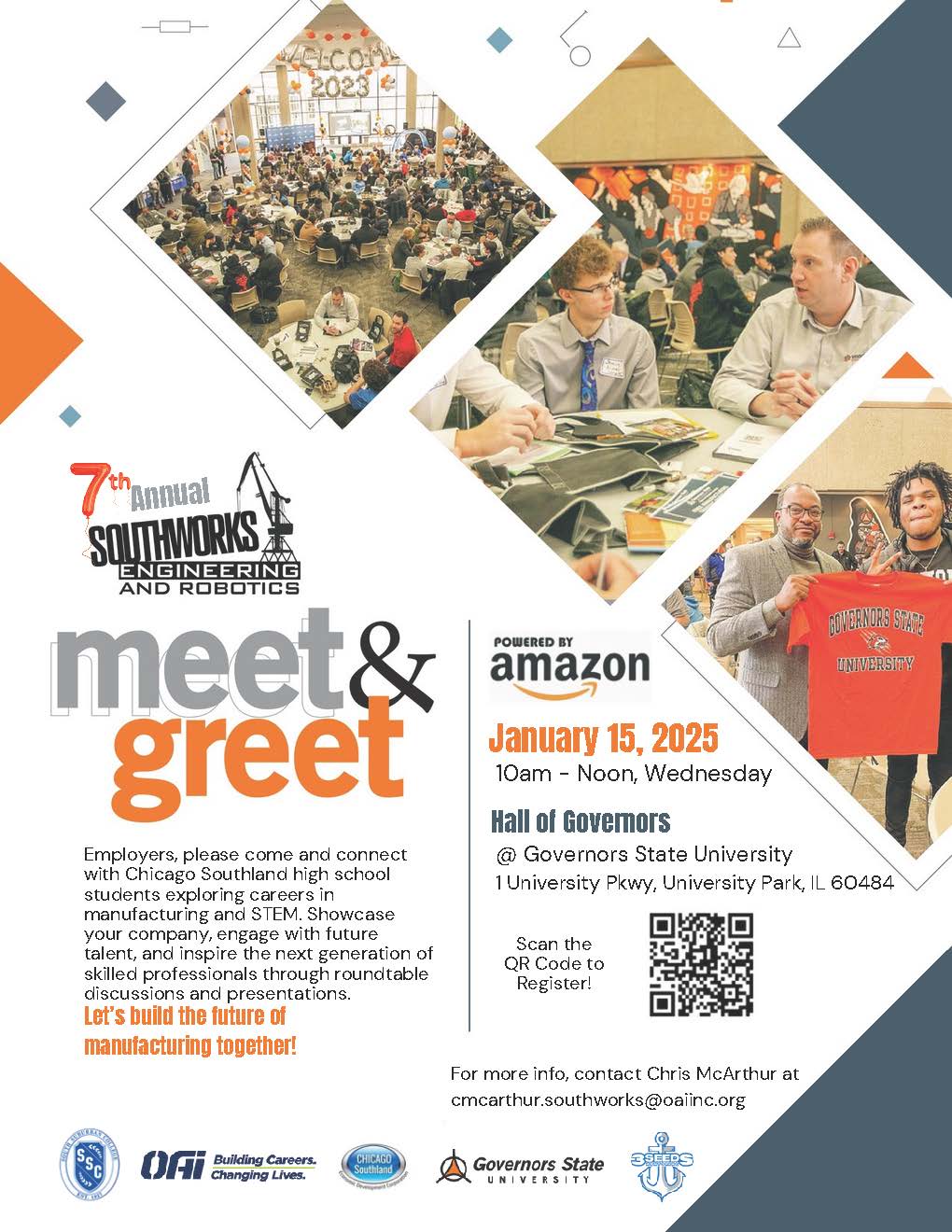 Flyer inviting employers to meet with Chicago Southland high school students on January 15, 2025.