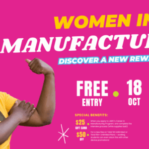 Black woman holding her flexed bicep. Event title included. "Free Entry."